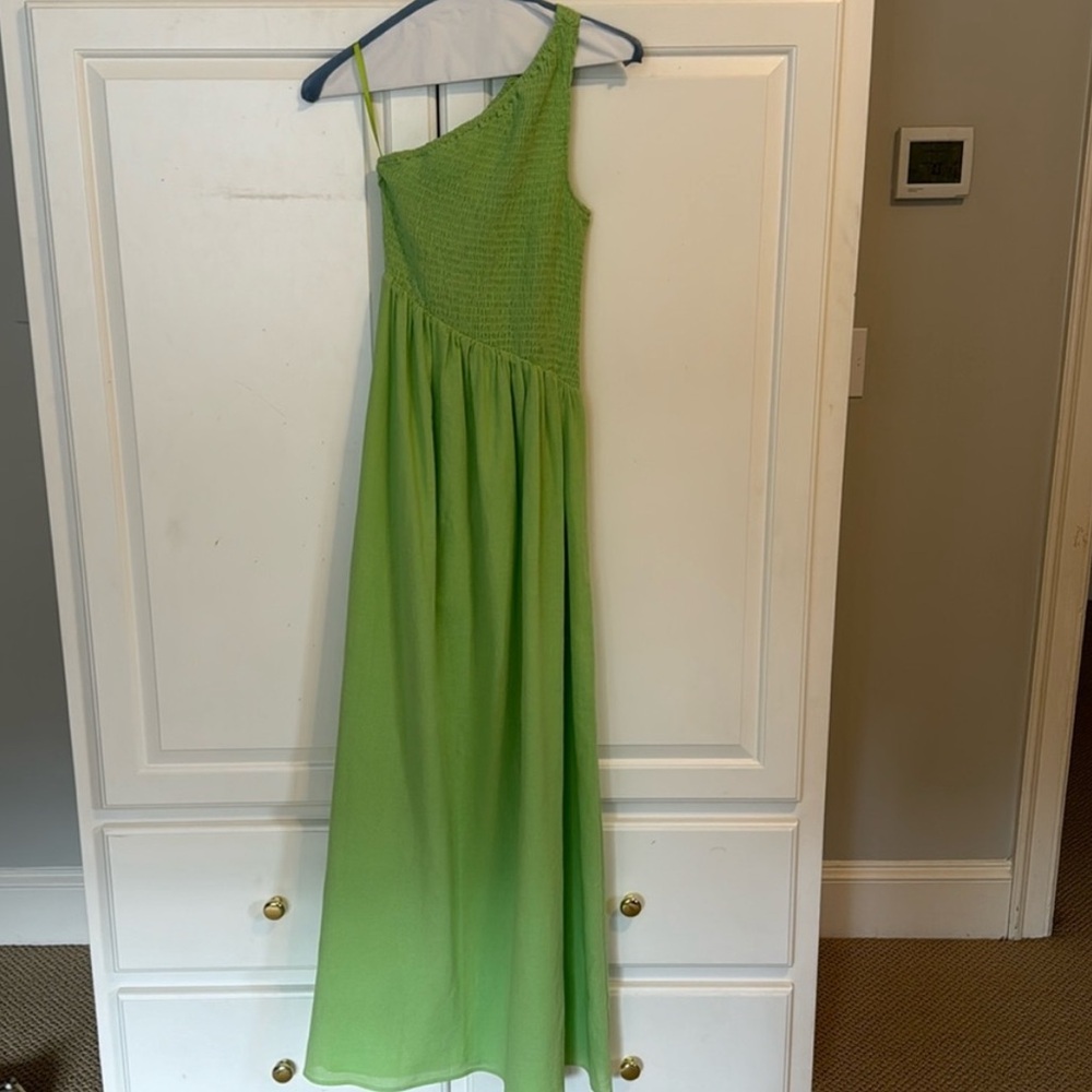 SEVEN WONDERS smocked asymmetric one shoulder maxi dress small - Picture 3 of 3